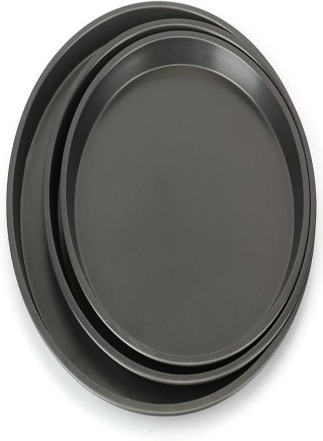 Bekith 3-Piece Set Non-stick Pizza Pan, Round Premium Bakeware, Black