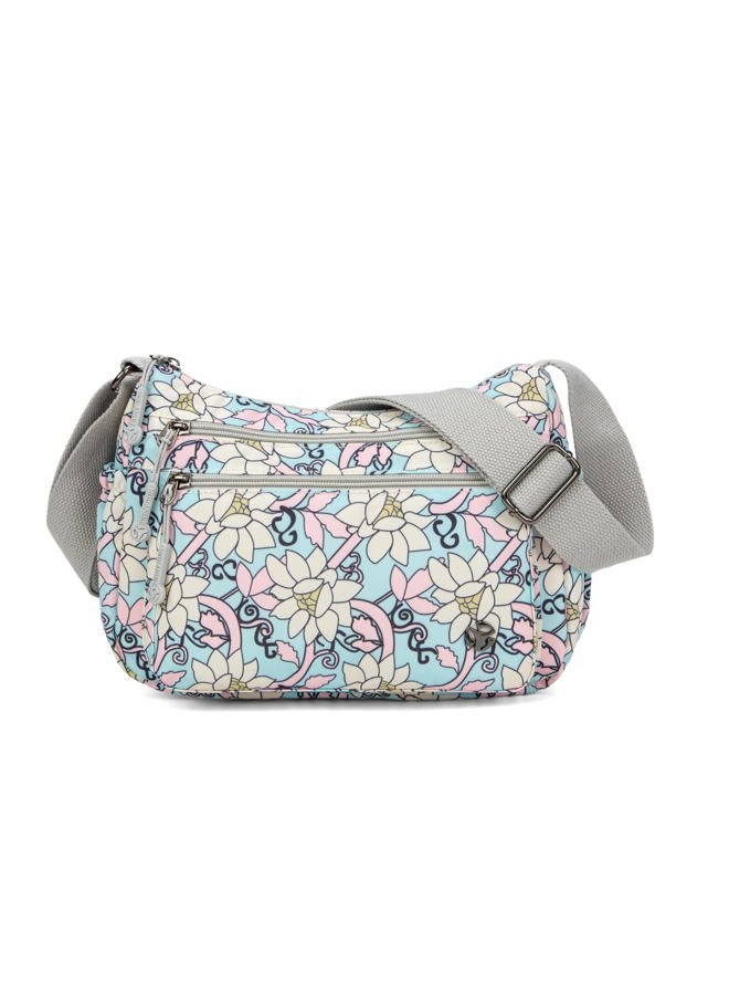 Wytidian Crossbody Bags for Women Waterproof Nylon Shoulder Bag Roomy Multiple Pockets Messenger Purses Handbags, Floral 01, Nylon Shoulder Bag - Image 1