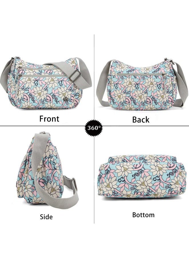 Wytidian Crossbody Bags for Women Waterproof Nylon Shoulder Bag Roomy Multiple Pockets Messenger Purses Handbags, Floral 01, Nylon Shoulder Bag - Image 3