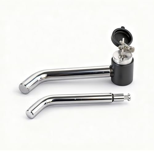 TOPTOW 63530 Trailer Hitch Receiver Lock, Right Angle Dual Pins 1/2" & 5/8" Diameter, Heavy Duty Bent Locking Pin, Chrome - Image 3