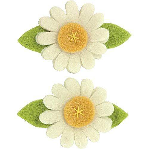 Dimensions Daisy Wool Felt Flower Embellishment Craft 2 pc 3 x 2 Yellow