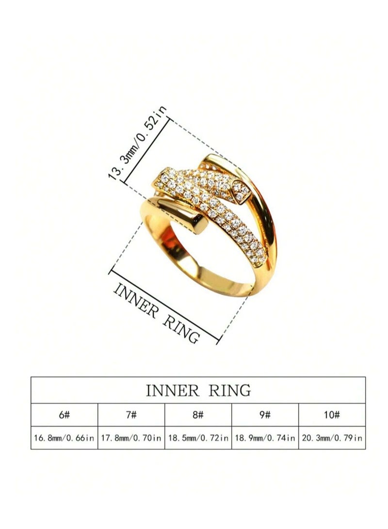 Women's ring gold-plated and adorned with sparkling zirconia stones, comes with a gift box – perfect for weddings, engagements, Mother's Day, Valentine's Day, and all special occasions. Size: 7  - Image 3