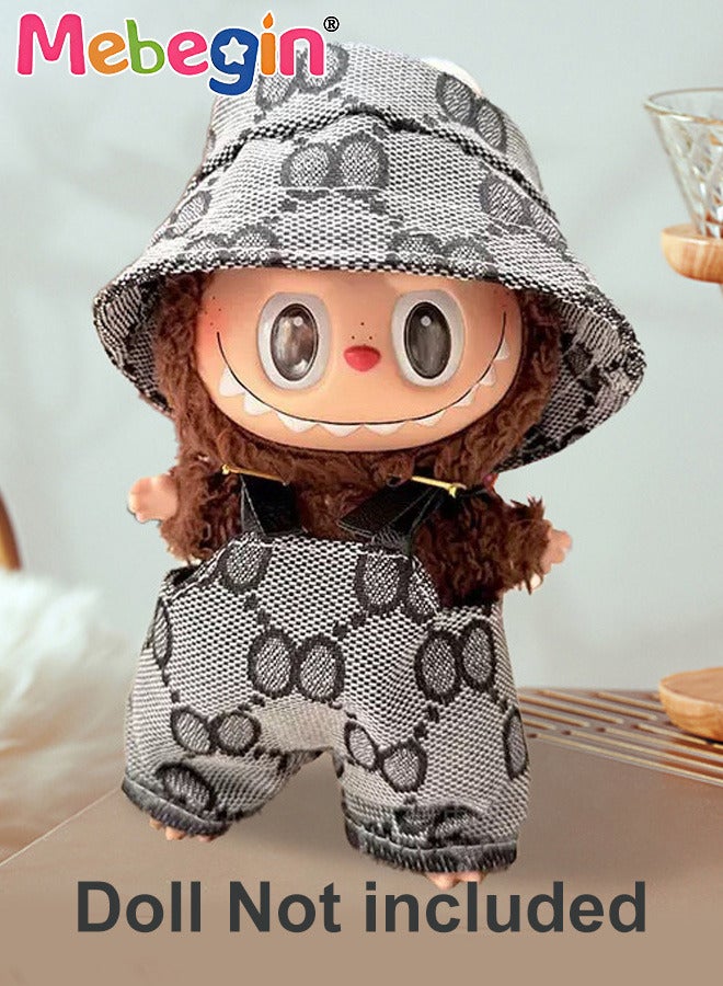 MEBEGIN Labubu Clothes,Overalls for Doll (NO Doll), Hat Overalls Set for 17cm Accessories Suit, Cute Clothes for Dress up Unique Style,Adorable Outfit Set for 17cm