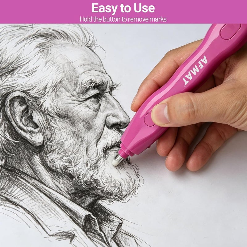 AFMAT Electric Eraser with 140 Refills, Rechargeable Pencil Erasers for Artists - Image 4