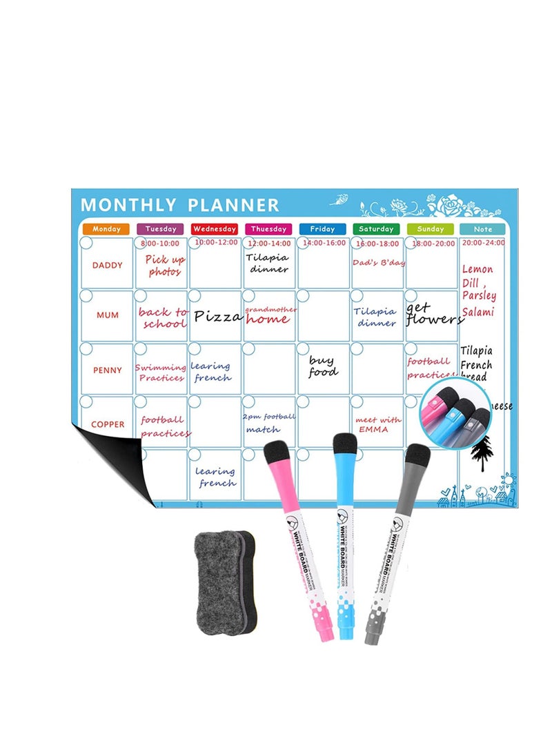 Furtey - Magnetic Dry Erase Weekly Calendar for Refrigerator with 3 Fine Tip Markers and Large Eraser - Stain Resistant Surface - Whiteboard Organizer Planner Perfect Fridge White Board Schedule - Image 1