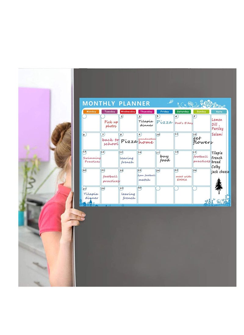 Furtey - Magnetic Dry Erase Weekly Calendar for Refrigerator with 3 Fine Tip Markers and Large Eraser - Stain Resistant Surface - Whiteboard Organizer Planner Perfect Fridge White Board Schedule - Image 1