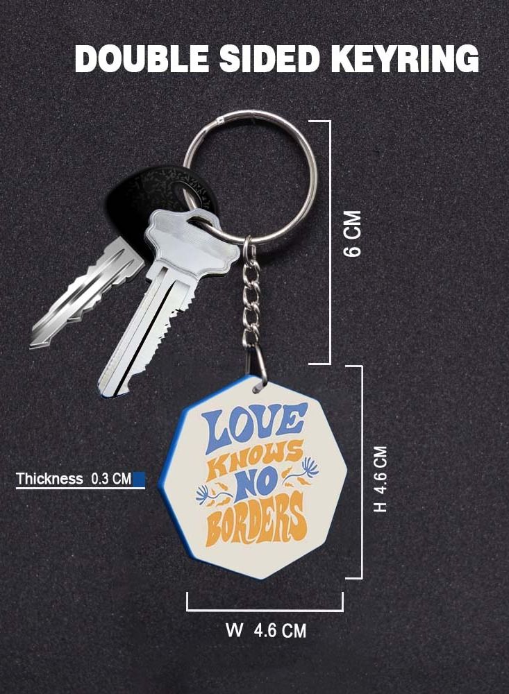 Service Zone Keychain Small Gift To Love One Octagon Shape With Double ...