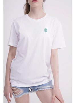 The Socks Company 23SCTS235U Puzzle Embroidered Crew Neck White Tshirt  - Image 3