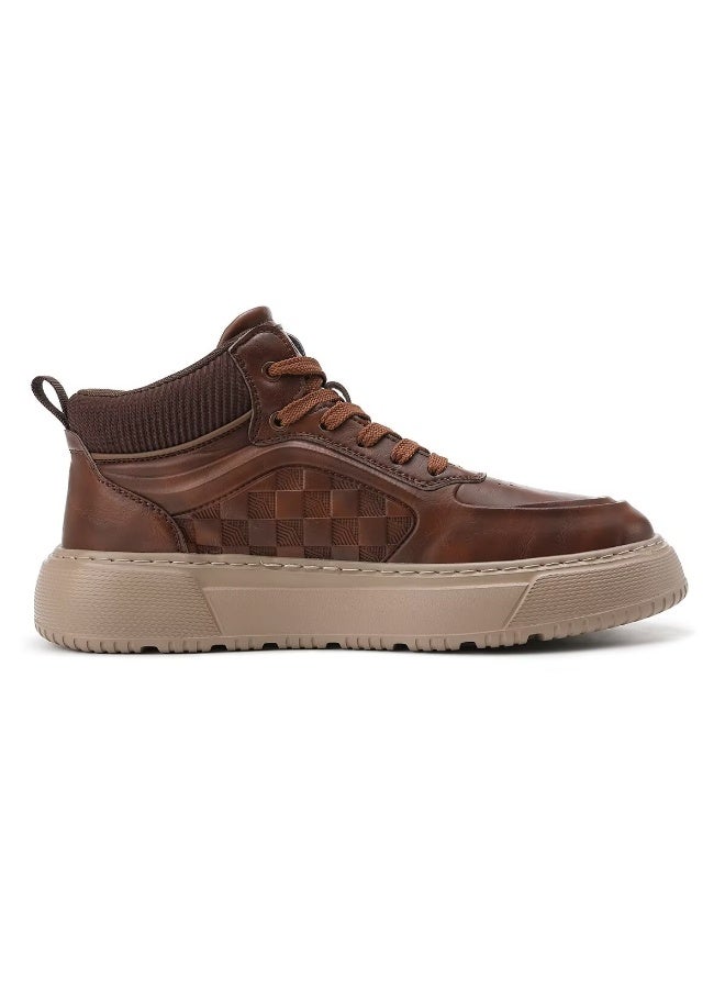 Sky View SKY VIEW Men's Fashion Shoes Ultrafine Fiber Vamp Casual Ankle Boots For Men Non Slip Lace Up Chunky Sneakers Cushioned And Lightweight Mid Top Walking Shoes Brown-07  - Image 2