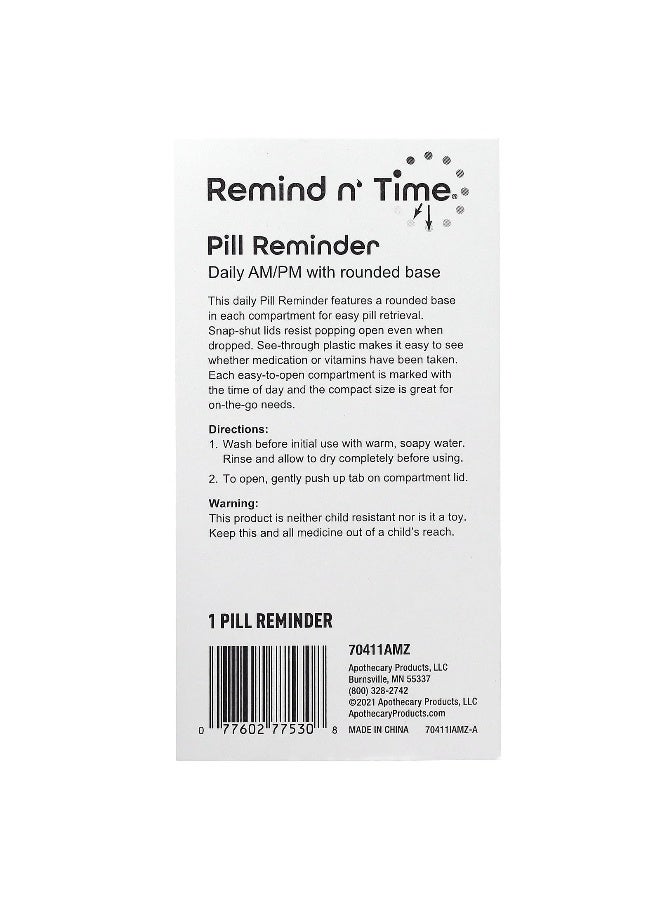 Ezydose Ezy Dose, Daily AM/PM With Rounded Base Pill Reminder, 1 Count  - Image 2
