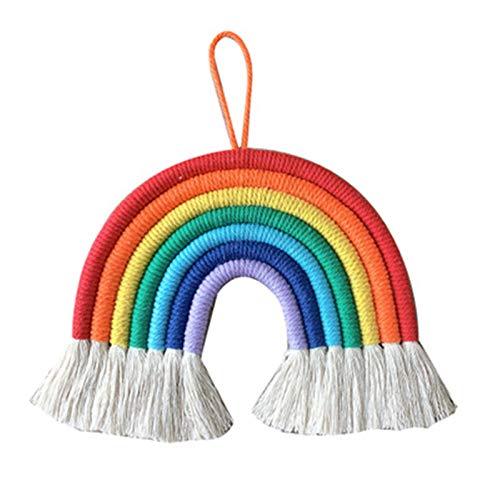 WEISIPU Colorful Rainbow Wall Decor, Handmade Macrame Rainbow Weaving Ornament Pendant Decoration, Wall Hanging for Home Decoration (Royal Blue) - Image 1