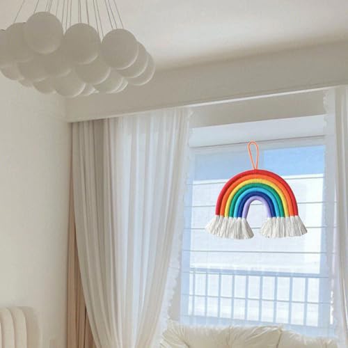WEISIPU Colorful Rainbow Wall Decor, Handmade Macrame Rainbow Weaving Ornament Pendant Decoration, Wall Hanging for Home Decoration (Royal Blue) - Image 2
