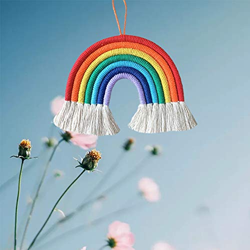 WEISIPU Colorful Rainbow Wall Decor, Handmade Macrame Rainbow Weaving Ornament Pendant Decoration, Wall Hanging for Home Decoration (Royal Blue) - Image 4