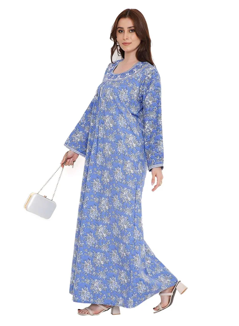 HANA & SARA unique printed long sleeves arabic kaftan farasha jalabiya dresses