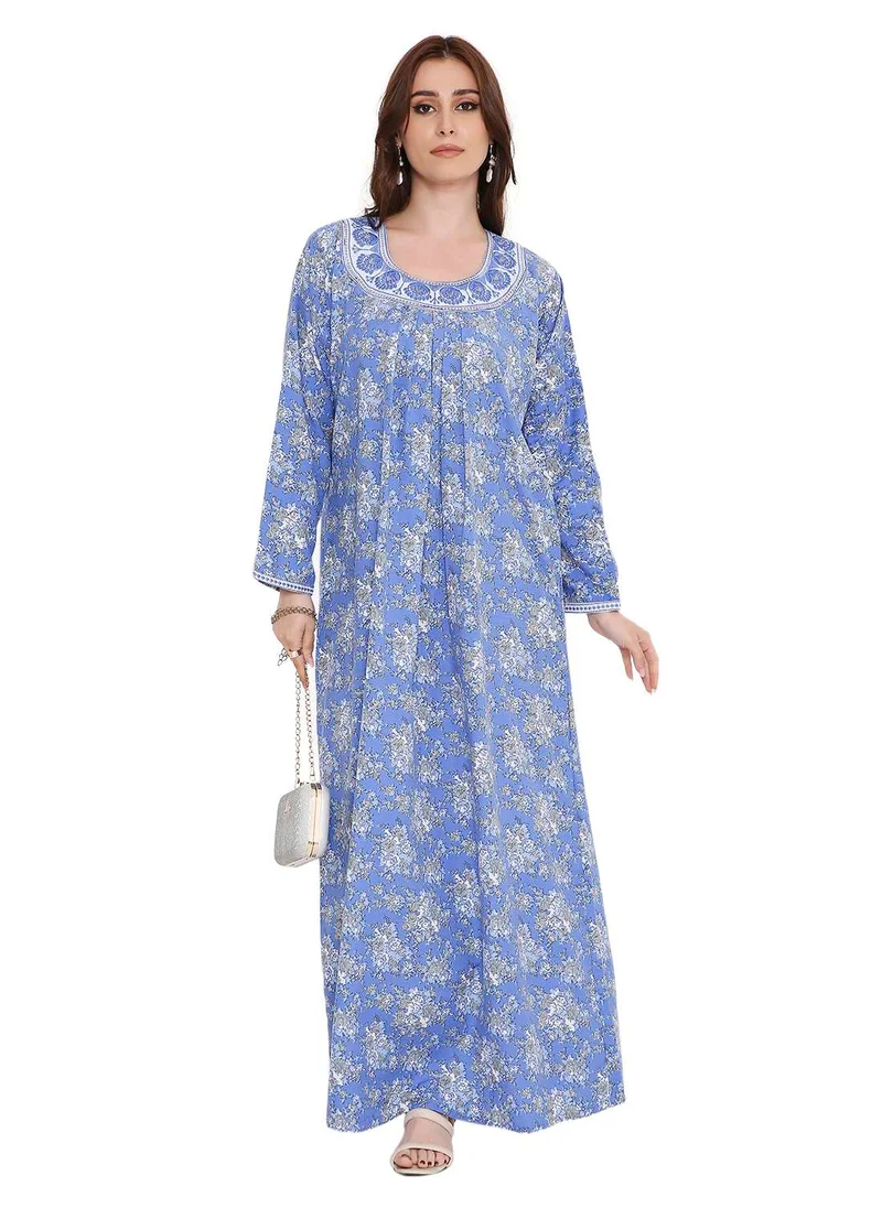 هانا آند سارا unique printed long sleeves arabic kaftan farasha jalabiya dresses