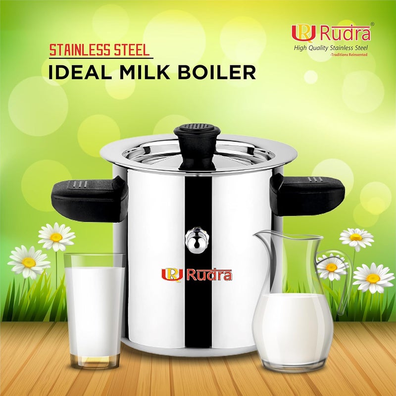 Rudra Stainless Steel Long Milk BoilerCooker 1 LTR SpillProof Durable 202 SS Grade Induction Gas Compatible Perfect for Tea Coffee Milk More Sturdy Handle RustResistant - Image 4
