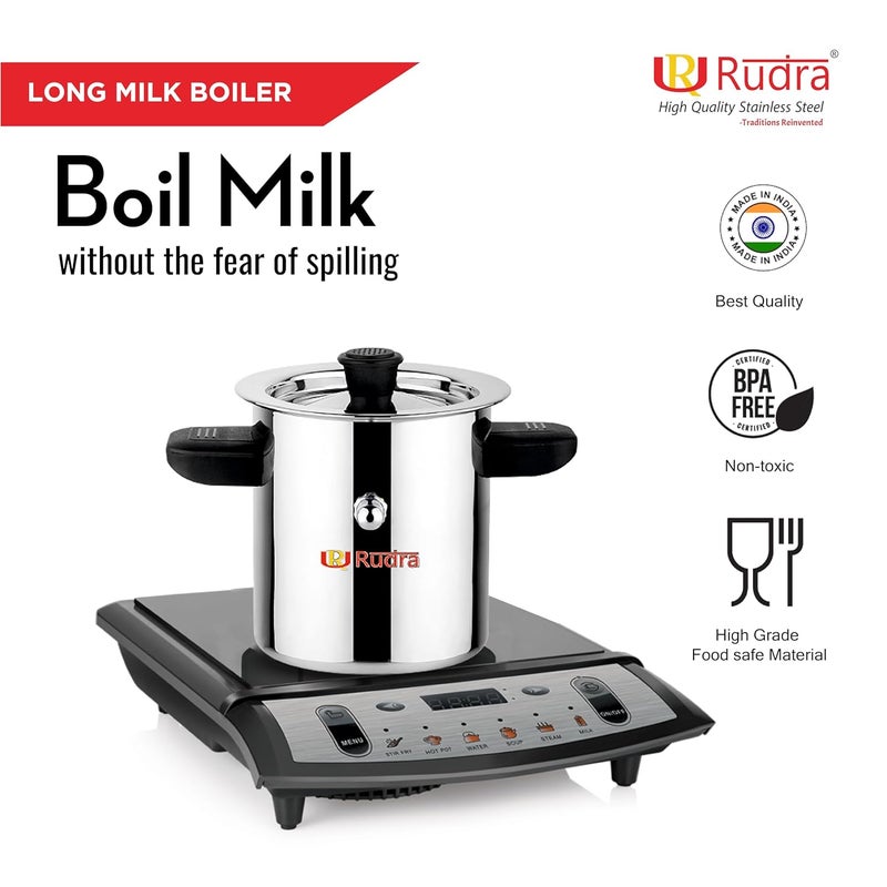Rudra Stainless Steel Long Milk BoilerCooker 1 LTR SpillProof Durable 202 SS Grade Induction Gas Compatible Perfect for Tea Coffee Milk More Sturdy Handle RustResistant - Image 5