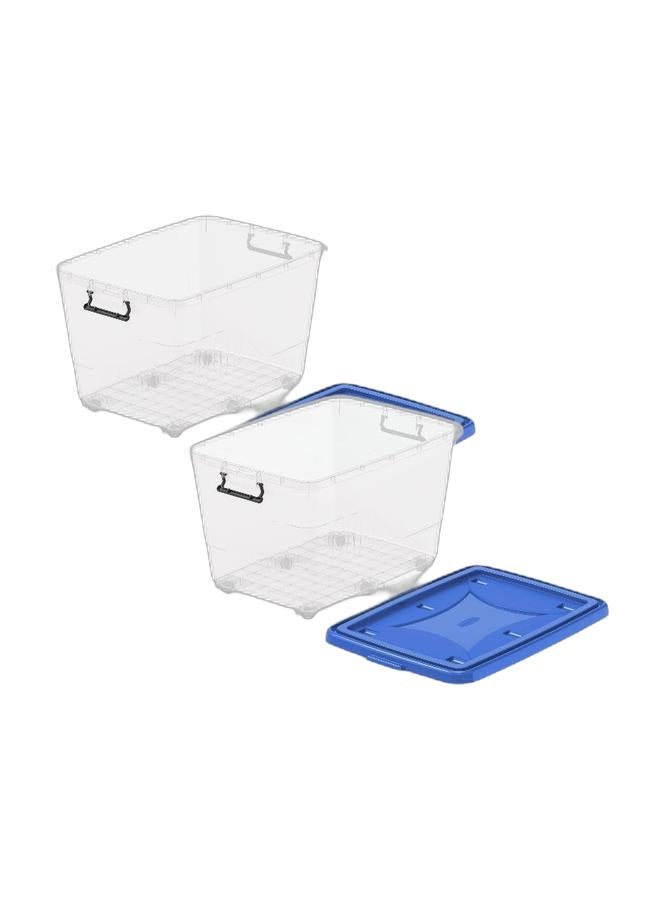 Cosmoplast صندوق تخزين بلاستيكي شفاف سعة 82 لتر مع عجلات وغطاء قابل للقفل (عبوة من 2) - Image 1