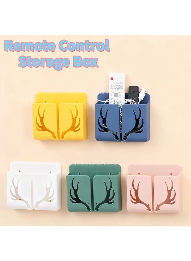 4pcs Deer Antler TV Remote Control Storage Box No Drill Wall Mounted Organizer For Bedroom Living Room Hanging Shelf With Space Saving Design For Keys - Image 1