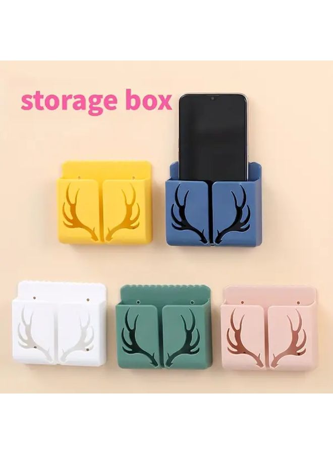 4pcs Deer Antler TV Remote Control Storage Box No Drill Wall Mounted Organizer For Bedroom Living Room Hanging Shelf With Space Saving Design For Keys - Image 2