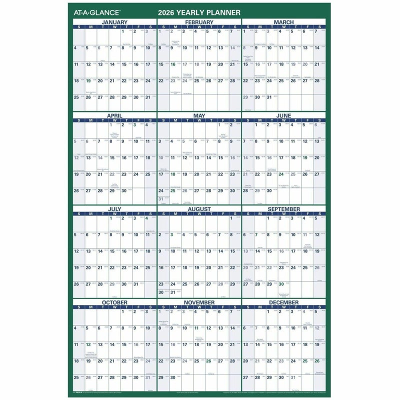 AT-A-GLANCE 2026 Erasable Calendar, Dry Erase Wall Planner, 32" x 48", Extra Large, Vertical, Reversible (PM3102826) - Image 4