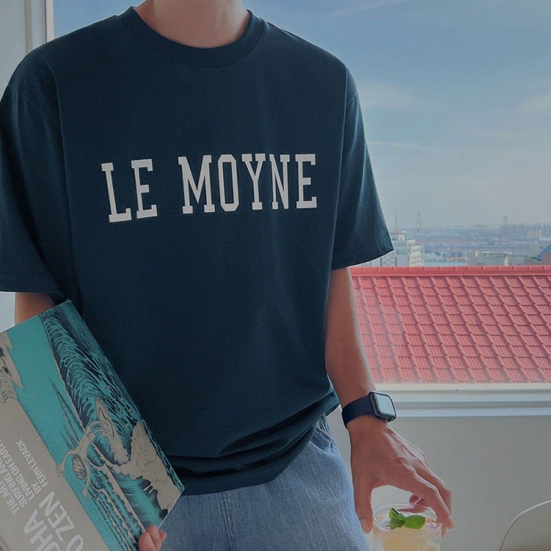 [Big Sale] Summer Pure Cotton Round Neck Men'S T-Shirt Korean Style Trendyy Letter Printed Short-Sleeved Loose Casual Half-Sleeve - Image 5