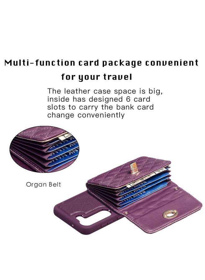 S-TOP Case For Samsung Galaxy S23 5G Horizontal Metal Buckle Wallet Rhombic Leather Phone Case - Image 4