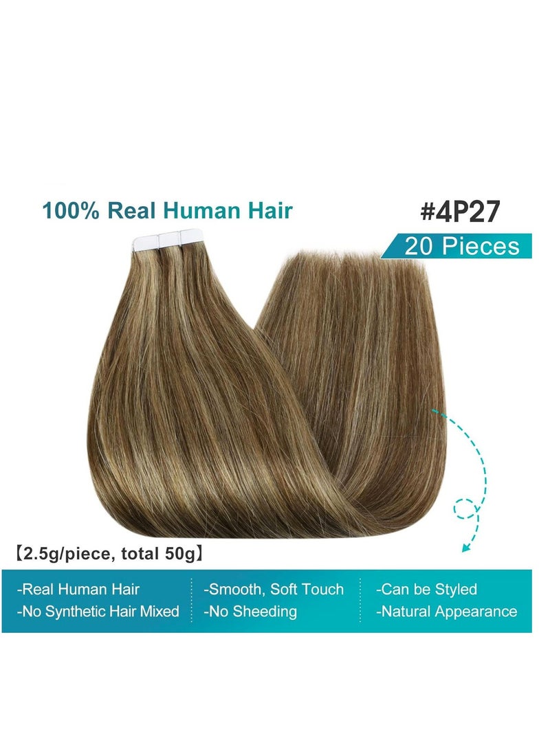إستيل شريط تمديد شعر طبيعي، شريط شعر ريمي مستقيم سلس في وصلات شعر (20 قطعة/50 جم-24 بوصة) - Image 4