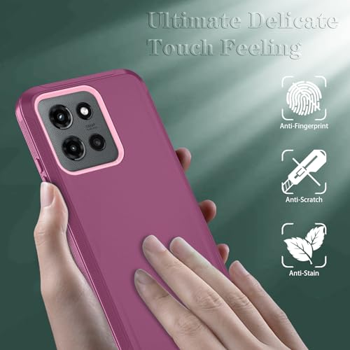 Qinmay Phone Case for Motorola Moto G Stylus 2025/Stylus 5G 2026 Case with HD Screen Protector, Heavy Duty Shockproof & Cover Phone Case，WineRedPink - Image 4