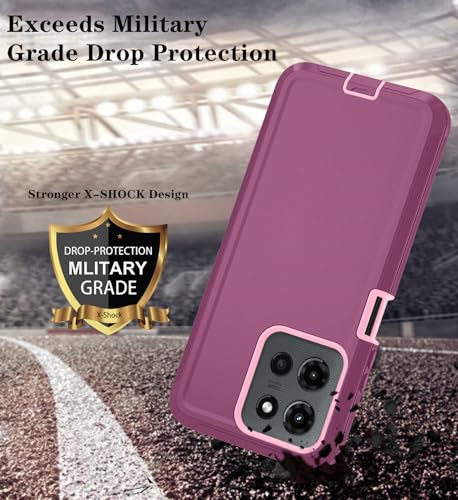 Qinmay Phone Case for Motorola Moto G Stylus 2025/Stylus 5G 2026 Case with HD Screen Protector, Heavy Duty Shockproof & Cover Phone Case，WineRedPink - Image 5