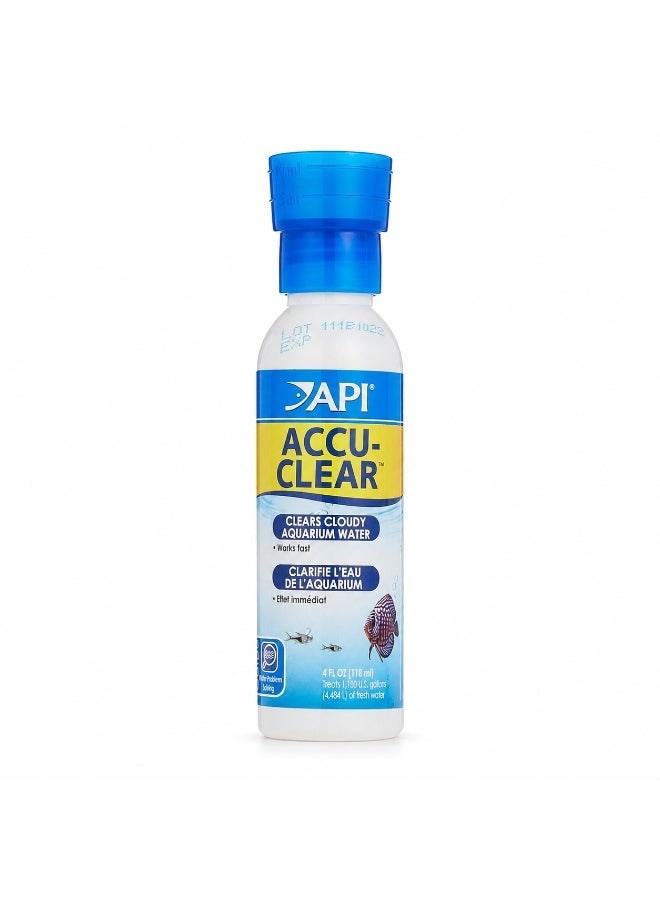 ايه بي آي API Accu-Clear 4 أونصة منقي مياه حوض السمك، 118 مل علاج لخزان الأسماك للمياه العكرة والخضراء، 2 مل لكل 10 جالون، يصفي خلال ساعات، آمن للأسماك والنباتات، للمياه العذبة - Image 1