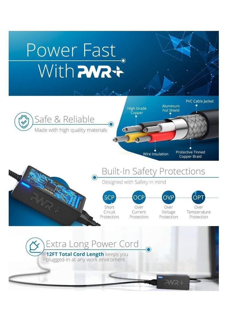 PWR+ - Pwr 12V Power Adapter for Netgear Nighthawk Pro Gaming Router: UL Listed 12 Ft Cord Netgear Charger AC2600 XR500 AC2400 AC2300 R6220 R6300 R6400 R6700 R7000 C3000 C3700 C6300 CM1000 CM400 CM500 CM600 - Image 1