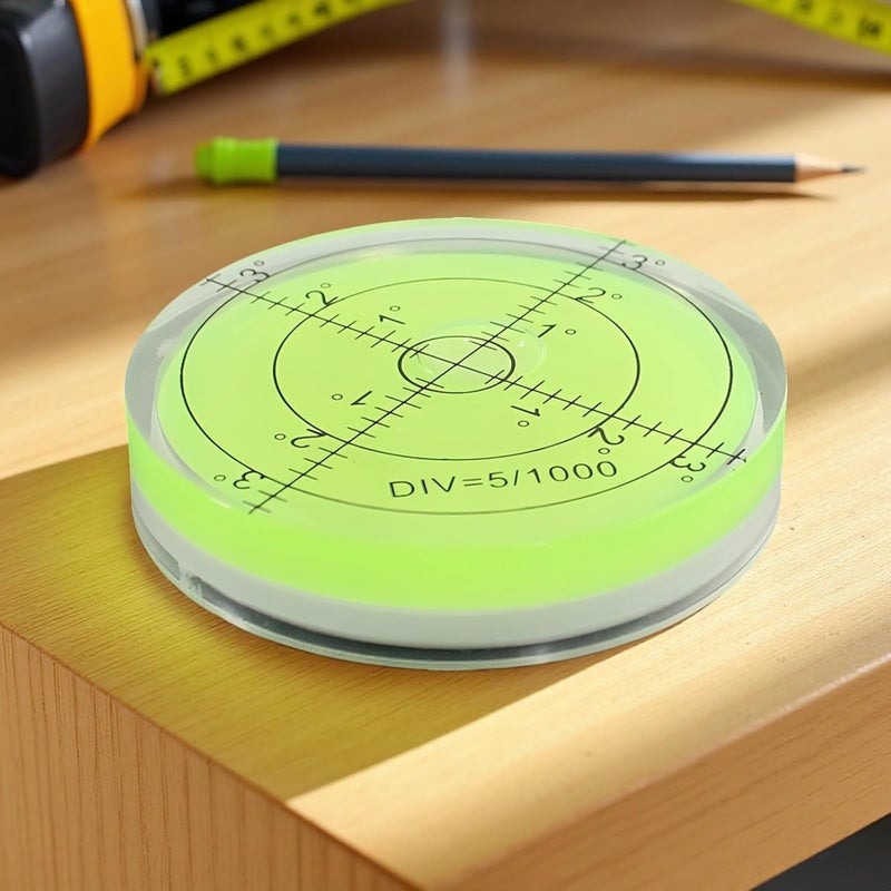 Green Round Bubble Level, Precise Leveler Tool With Universal Scale, Div=5/1000, Easy To Read Acrylic Mini Level Vial For Carpentry, Measurement, And Diy - Image 4