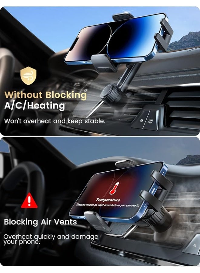 Car Phone Holder for Air Vent, Auto-Lock Phone Mount with Secure Hook Clip, One-Handed Operation, Universal Compatible with iPhone 15/16 Pro Max, Samsung S24/S23 Ultra, Large Phones 4.7-7.0 Inches - Image 4