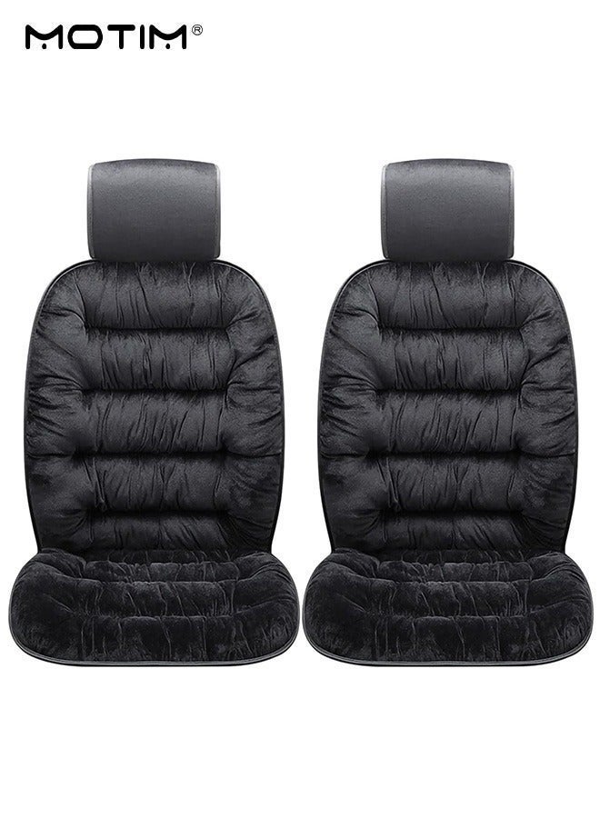 Motim 2 Pack Front Car Seat Cover, Soft  Comfortable Plush Car Seat Cushion, Anti-Slip Front Car Seat Protector, Universal Four Seasons Fit for 95% Cars Truck SUV or Vans - Image 2