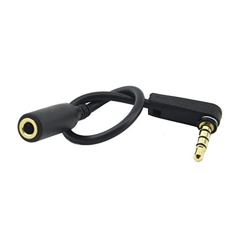 Seadream 6 inch 4-Pole 3.5mm Male Right Angle to 3.5mm Female Stereo Audio Cable Headset Extension Cable for Beats Dr. Dre Studio iPhone,M to F Audio Cable,Premium Quality Cable (1PCS Black) - Image 1