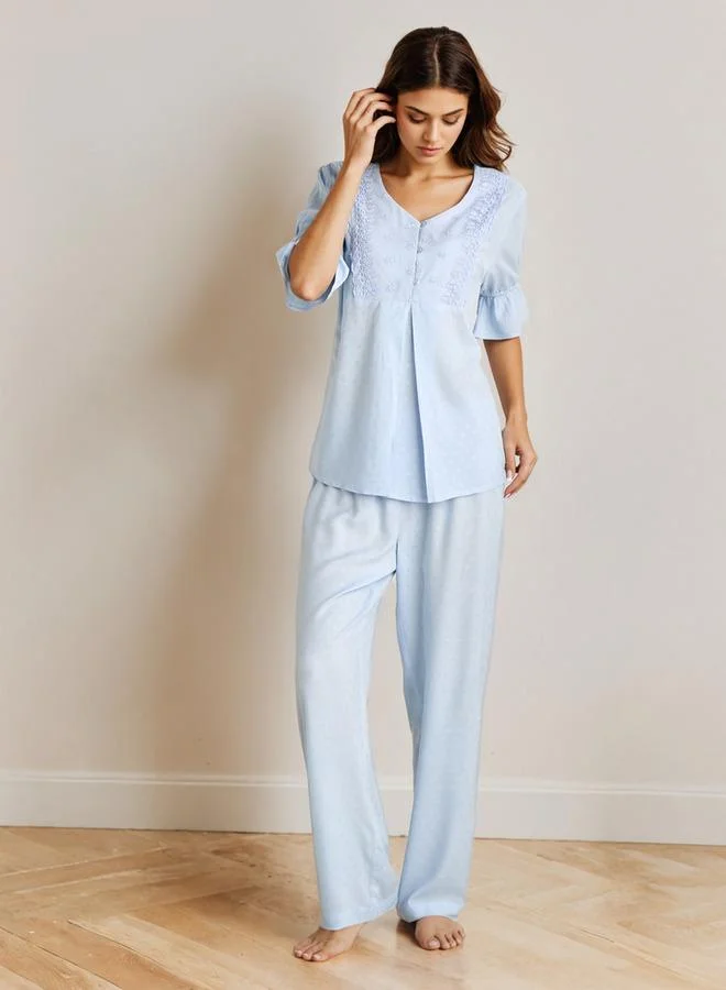 سبلاش فيڤ طقم بيجاما قميص بأزرار وسروال فيسكوز