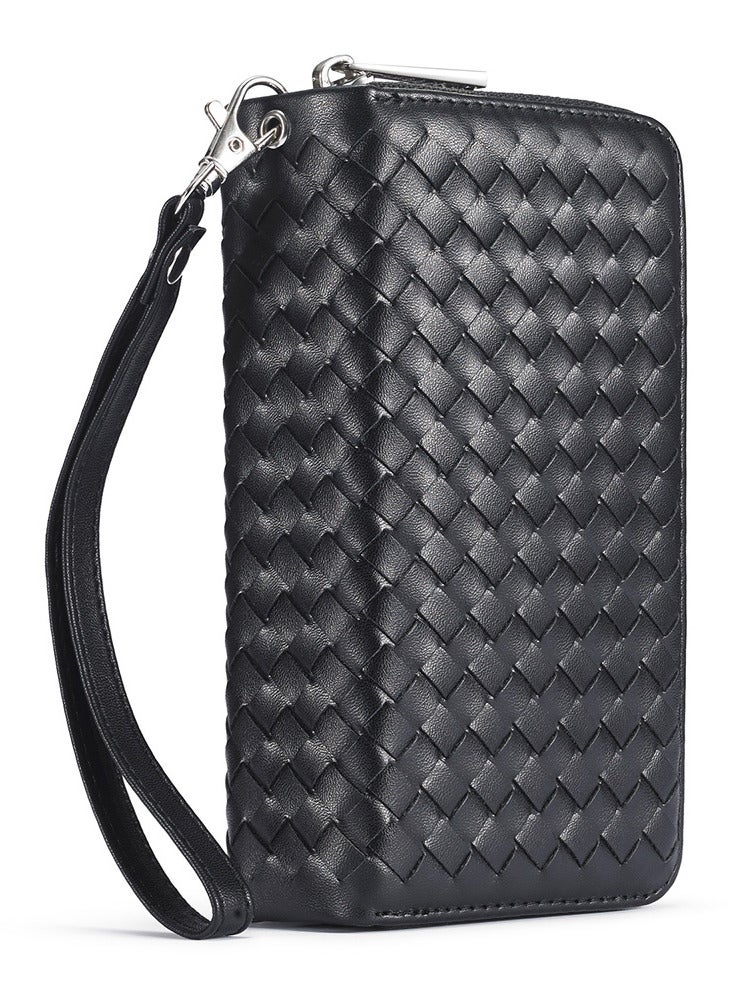 CATANES (for iPhone 12 Mini) Wallet Case Leather Cover, ID Credit Holder Folio Flip Wallet case with Embroidery Unique Design / Black - Image 3