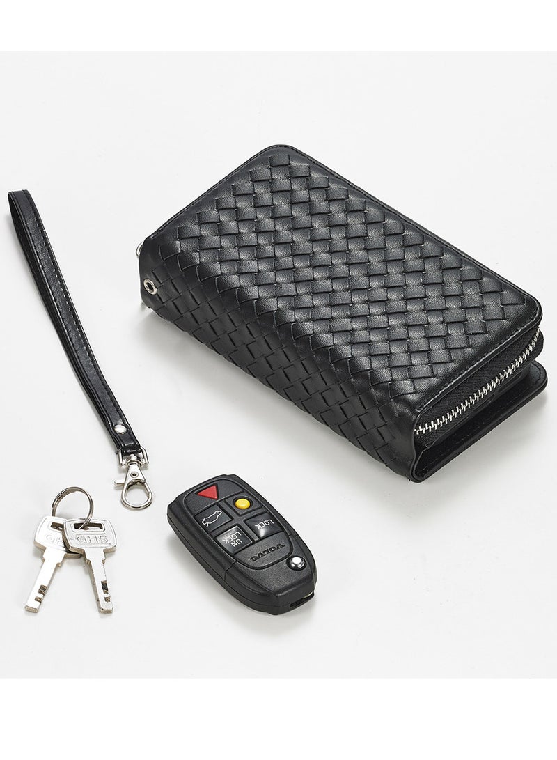 CATANES (for iPhone 12 Mini) Wallet Case Leather Cover, ID Credit Holder Folio Flip Wallet case with Embroidery Unique Design / Black - Image 5