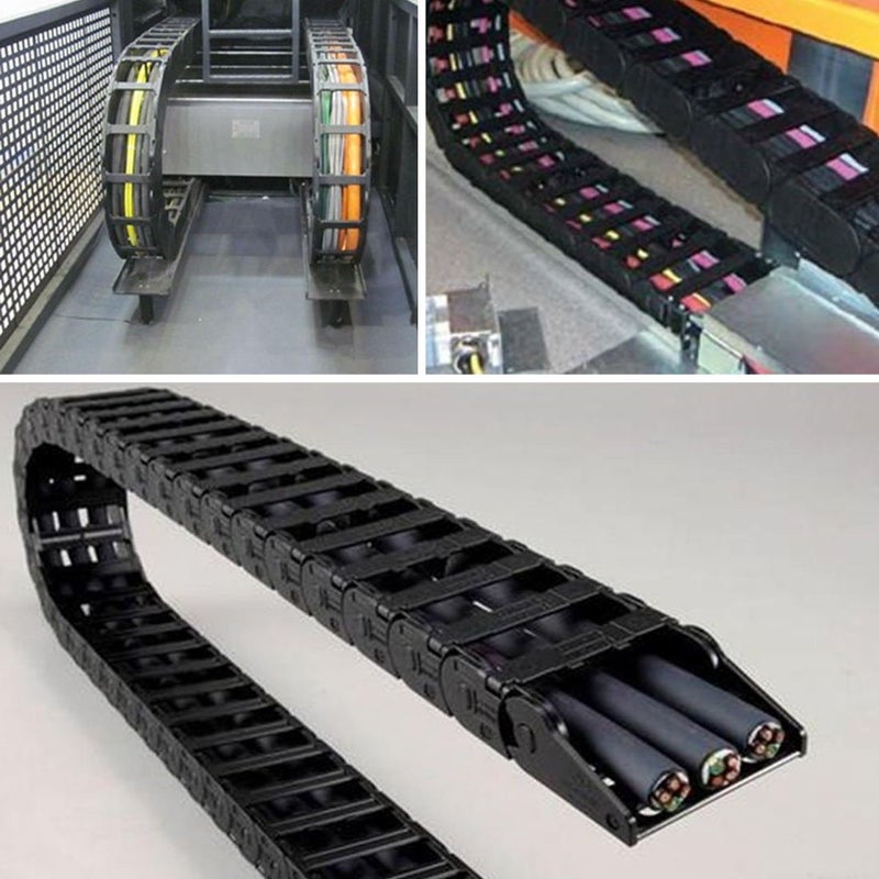 URBEST Black Plastic Flexible Nested Semi Closed Drag Chain Cable Wire Carrier 1M 15mm x 30mm for Electrical Machines - Image 5