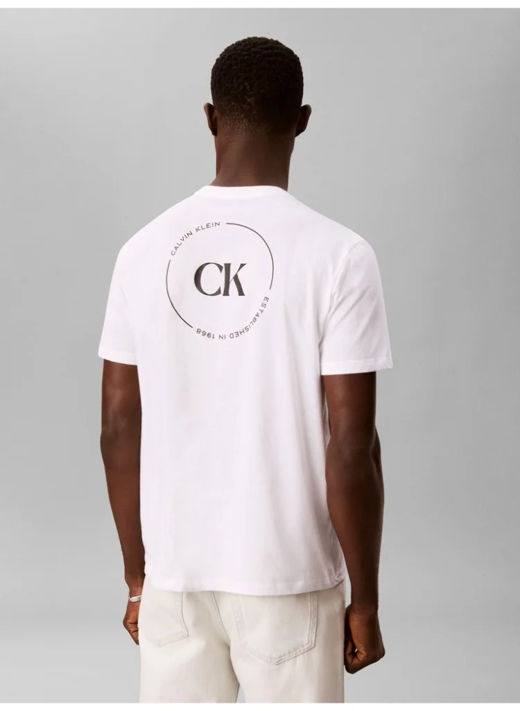 Calvin Klein Jeans Bright White Graphic Logo T-Shirt for Men | Best Price UAE