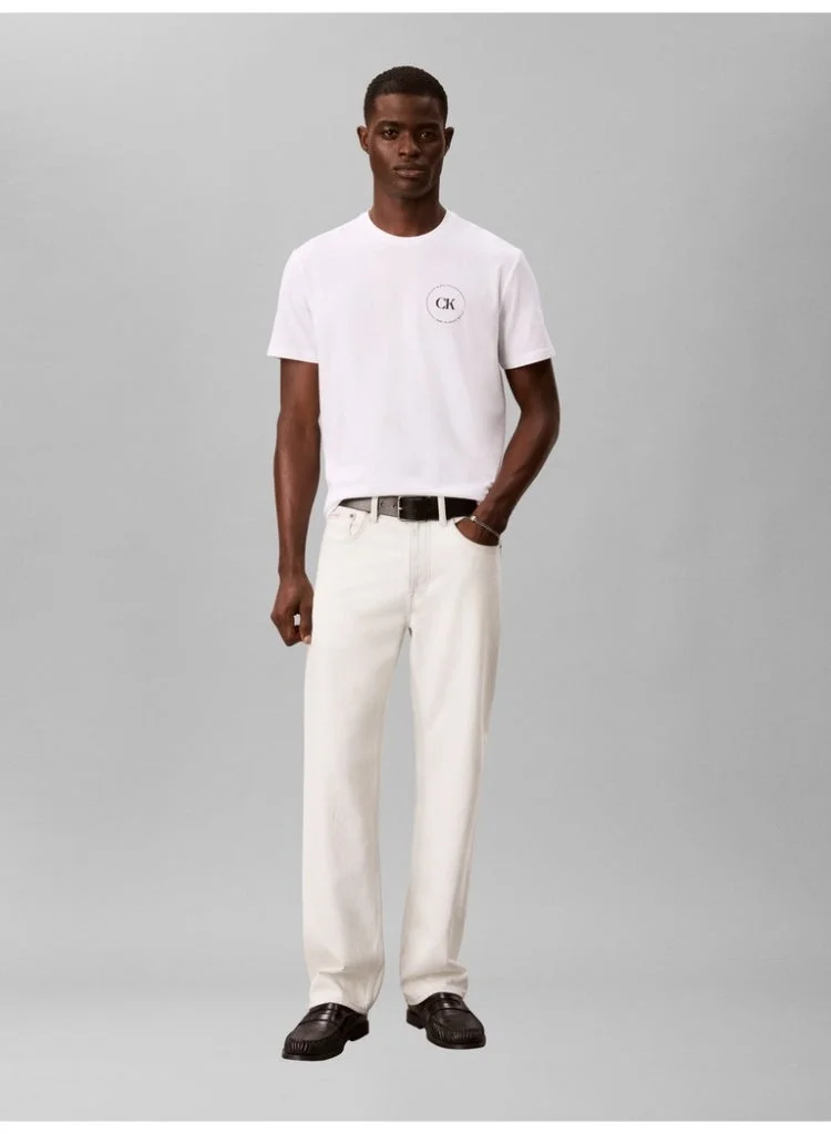 Calvin Klein Jeans Bright White Graphic Logo T-Shirt for Men | Best Price UAE