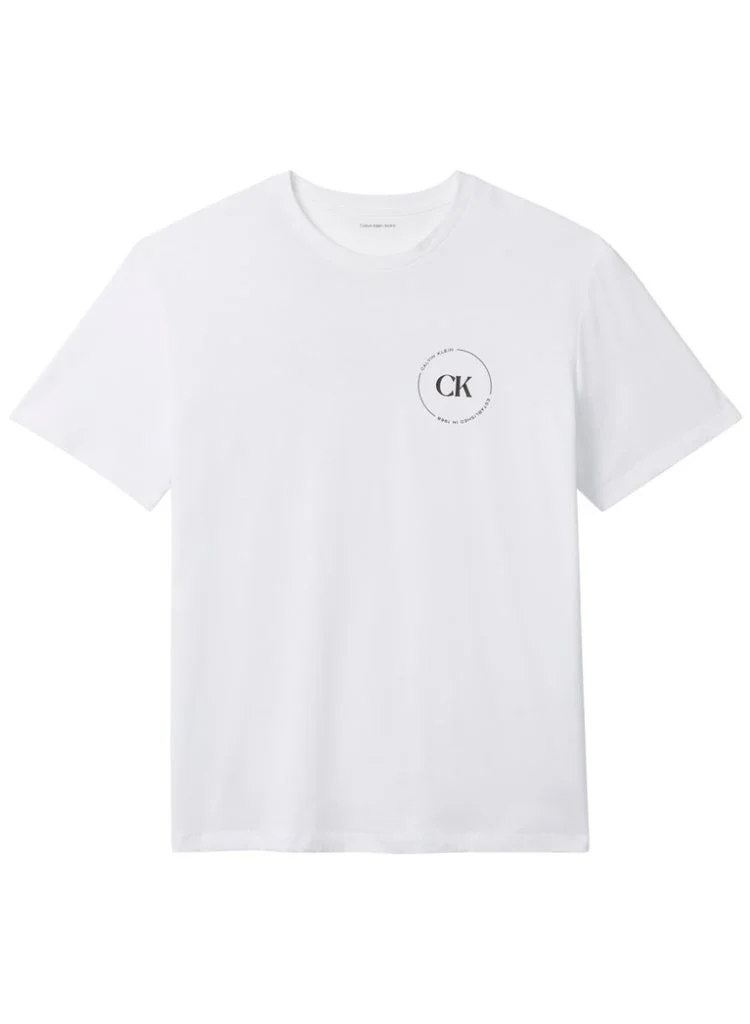 Calvin Klein Jeans Bright White Graphic Logo T-Shirt for Men | Best Price UAE