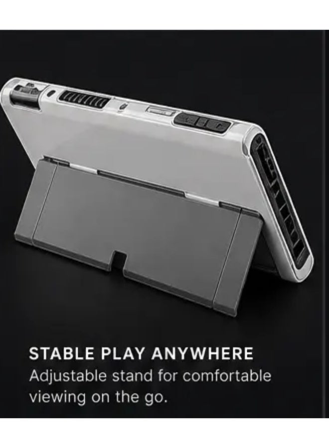 All-in-One Nintendo Switch OLED Accessory Set Shockproof Travel Storage Case Full Protection Screen Film Shell Adjustable Game Holder Silicone Joystick Caps Charging Wire - Image 5