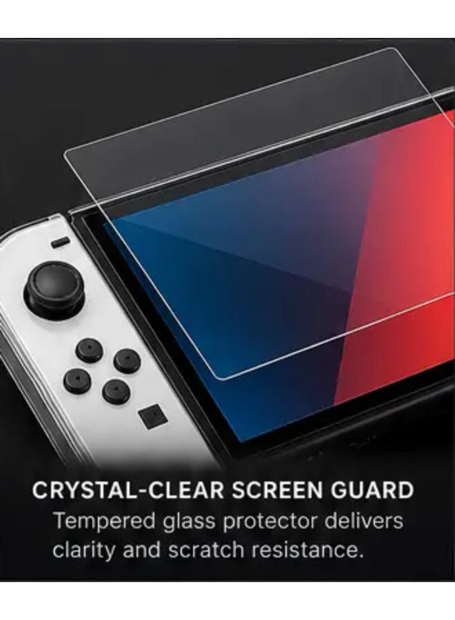 All-in-One Nintendo Switch OLED Accessory Set Shockproof Travel Storage Case Full Protection Screen Film Shell Adjustable Game Holder Silicone Joystick Caps Charging Wire - Image 3