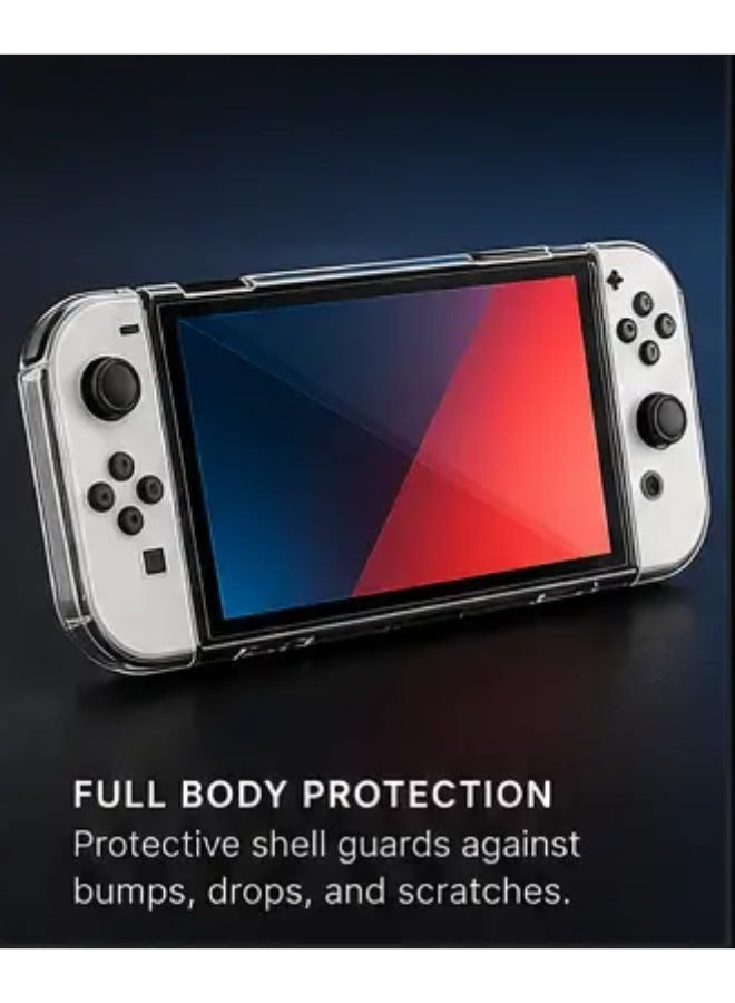 All-in-One Nintendo Switch OLED Accessory Set Shockproof Travel Storage Case Full Protection Screen Film Shell Adjustable Game Holder Silicone Joystick Caps Charging Wire - Image 4