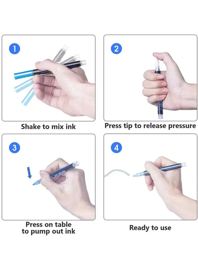 دولتري أقلام تحديد معدنية مخططة، أقلام تلوين لامعة للأطفال، أقلام تلوين لبطاقات الهدايا التي تصنعها بنفسك، ولوازم الرسم الصخري والفنون (مجموعة من 8 قطع) - Image 5