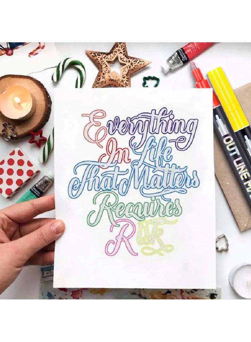 دولتري أقلام تحديد معدنية مخططة، أقلام تلوين لامعة للأطفال، أقلام تلوين لبطاقات الهدايا التي تصنعها بنفسك، ولوازم الرسم الصخري والفنون (مجموعة من 8 قطع) - Image 3