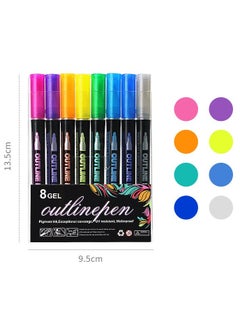 Doltri Outline Metallic Markers, Doodle Glitter Markers for Kids, Paint Markers for DIY Gift Cards, Rock Painting & Art Supplies ( Set of 8 Pcs)  - Image 1