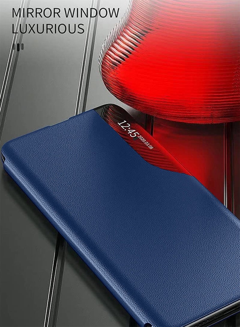 دبليو تيك جراب هاتف Xiaomi Redmi A4 5G 2024 بمرآة ذكية بنافذة فليب غطاء استيقاظ تلقائي للنوم - أزرق داكن - Image 2